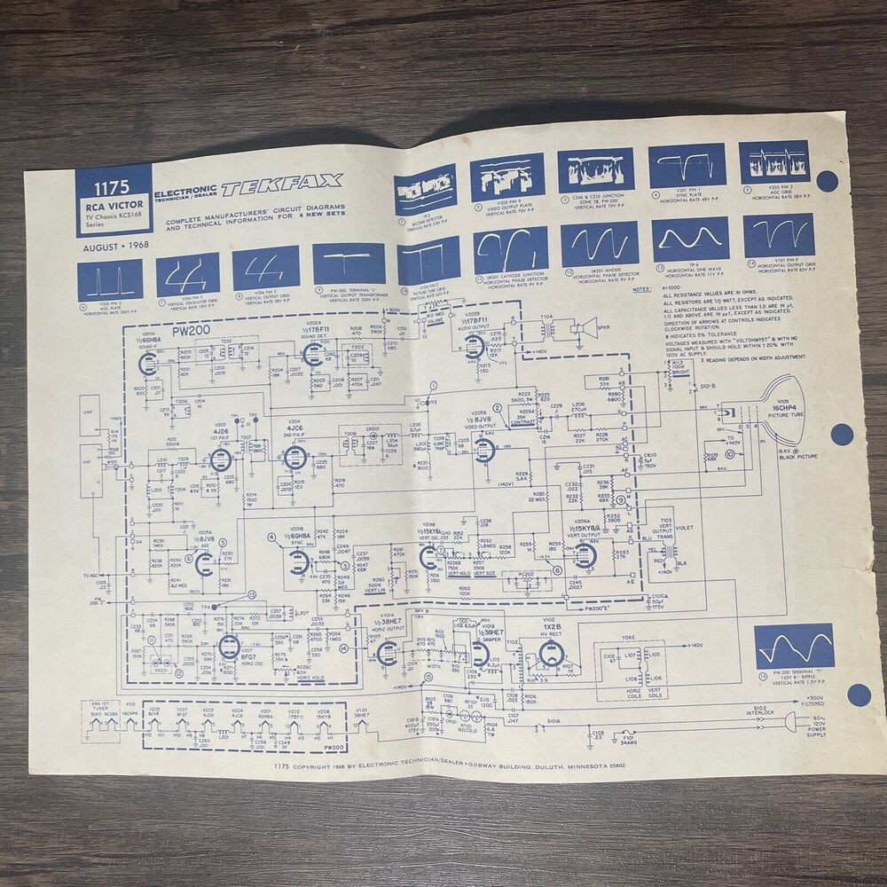 Tekfax Television Circuit Diagram RCA Victor TV Art 1968 Electronic Tech